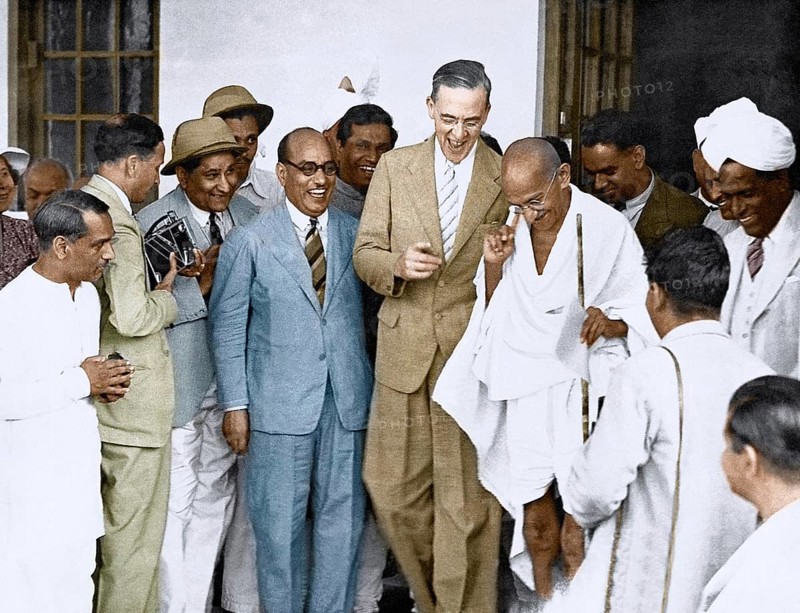Mahatma Gandhi with Sir Stafford Cripps, New Delhi, India, Asia, March 27, 1942