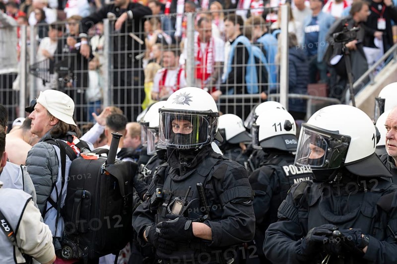 (DFL/DFB REGULATES PROHIBIT ANY USE OF PHOTOGRAPHS AS IMAGE SEQUENCES AND/OR QUASI-VIDEO), RheinEnergieStadion, Cologne, North Rhine-Westphalia, Police, 2nd Bundesliga, 1.FC Köln, 1. FC Kaiserslautern on 18 May 2025 at RheinEnergieStadion in Cologne Germany
