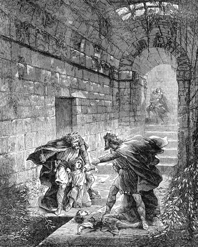 Chlothar I killing the sons of his brother Chlodomer, 6th century