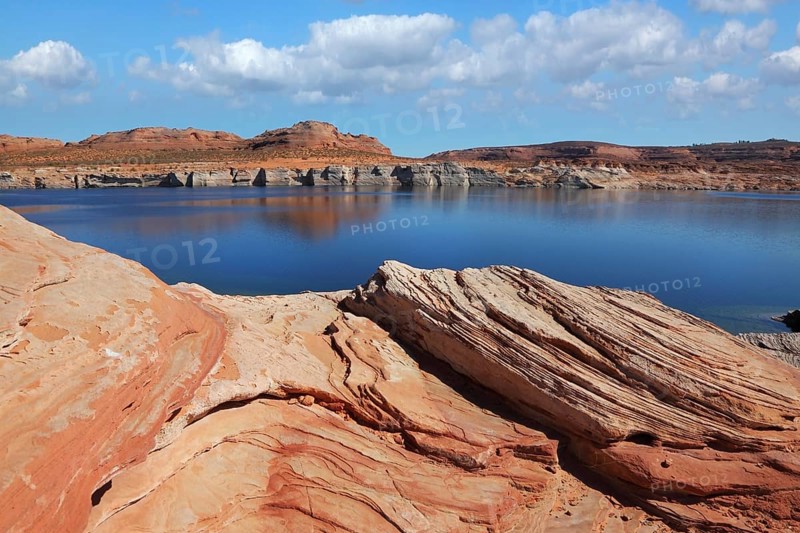The bright blue water of Antelope Canyon in the Navajo Reservation