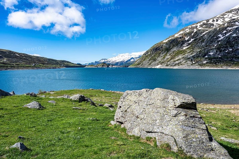 A view of the Montespluga Dam near the Splügen Pass from Italy to Switzerland