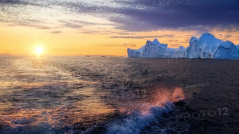 Greenland Ilulissat glaciers at fjord Disco Bay West Greenland