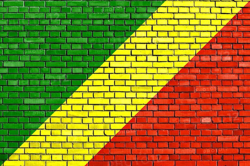 Flag of Congo painted on brick wall