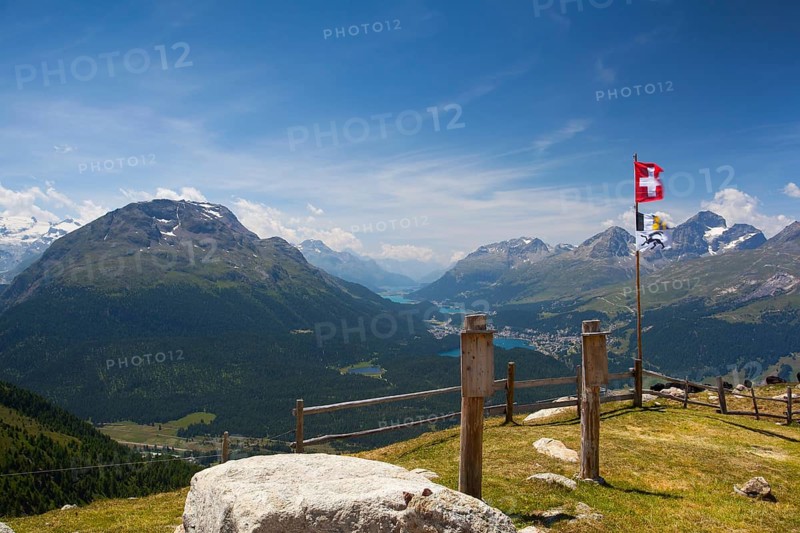 Panorama of the Upper Engadine from Muottas Muragl, Switzerland