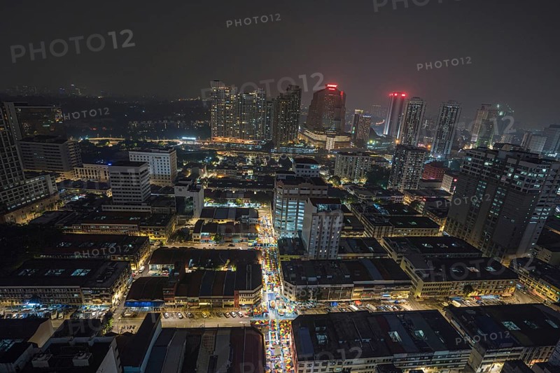 The illuminated skyline of Kuala Lumpur in Malaysia at night