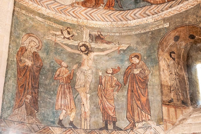 Calvary with a crucified Christ, Gothic paintings, Church of San Martín de Tours, Gazeo, Álava, Spain