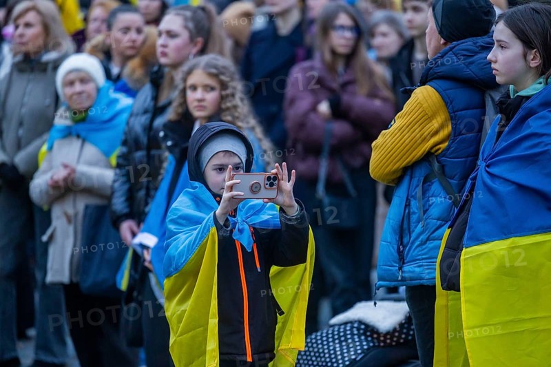 24 February marked the third anniversary of Russia's invasion of Ukraine. To mark the occasion, Ukrainian war refugees living in Dresden and their supporters demonstrated on the Neumarkt in front of the Church of Our Lady and then marched through the city centre, Dresden, Saxony, Germany