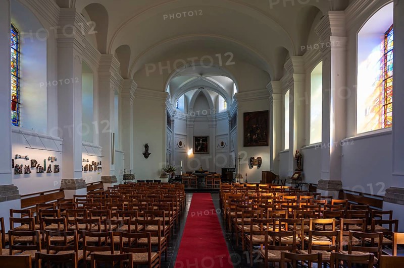The Saint Catherine church of the village of Bonlez, Chaumont-Gistoux, Belgium, SEP 22, 2024
