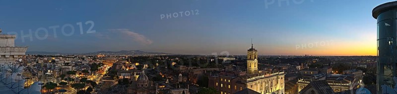 View on the Collosseum from Altare della Patria and the city in a panorama stitch