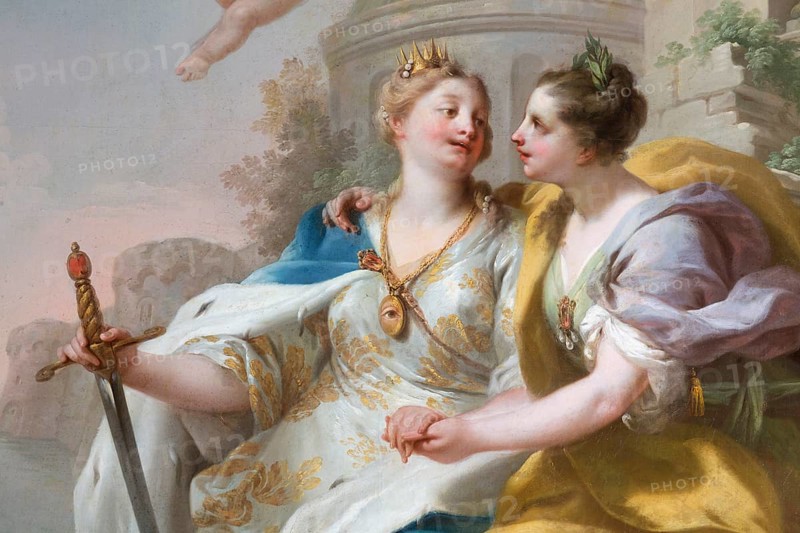 Wall painting by Stefano Torelli: Allegorical figures of the virtues of the councillors