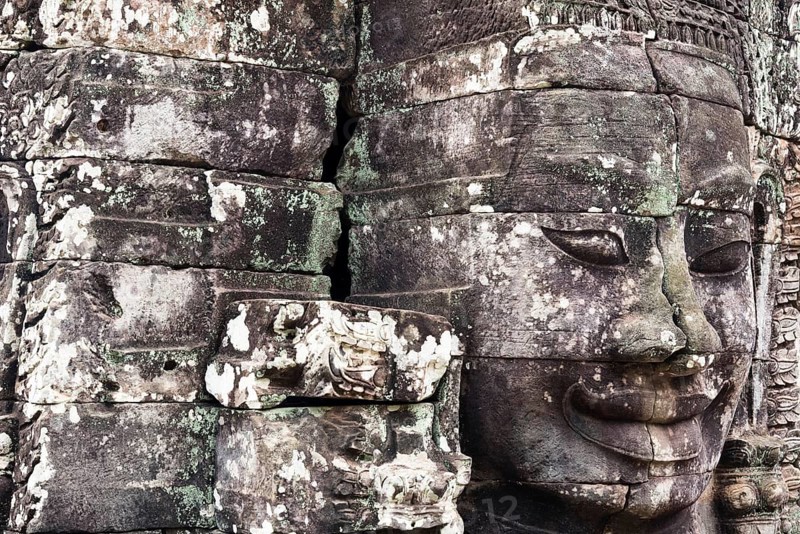 Buddhist gatekeepers, mystical, enchanted, close-ups, Khmer Kingdom, Theravada Buddhism, Unesco World Heritage Site, sacred statues, Angkor Thom, Angkor Wat, Siem Reap, Cambodia, Southeast Asia