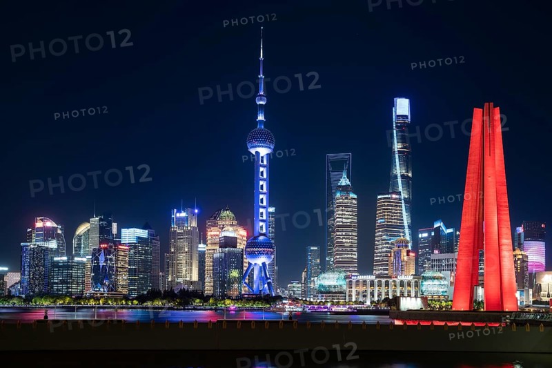 Skyline, skyscraper, Pearl Tower, Shanghai Tower, Shanghai World Financial Centre, Monument to the Heroes of Shanghai, sunset, Shanghai, People's Republic of China