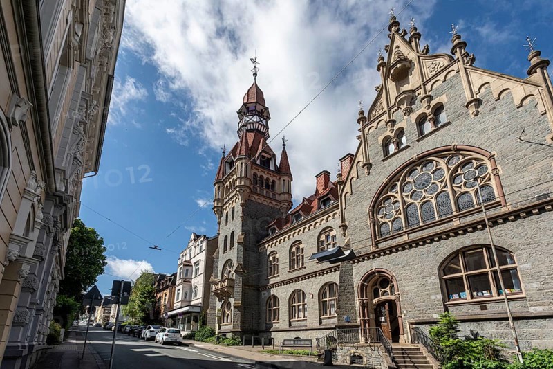 Old town hall in Vohwinkel, today Vohwinkel district administration centre with district council, social services, residents' registration office, municipal library - Wuppertal, North Rhine-Westphalia, Germany
