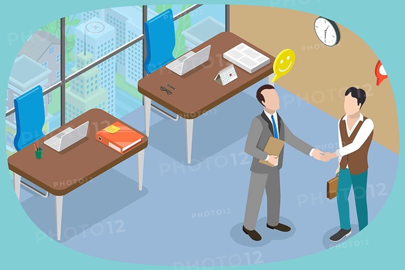 3D Isometric Flat Illustration of Job Offer, A Person Obtaining Employment