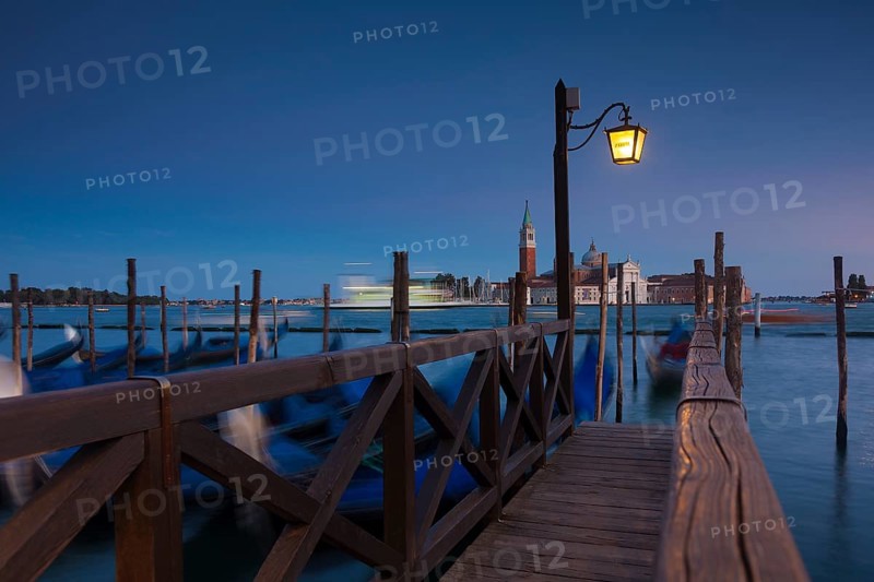 San Giorgio Maggiore and gondolas at St Mark's Square, Venice, Veneto, Italy