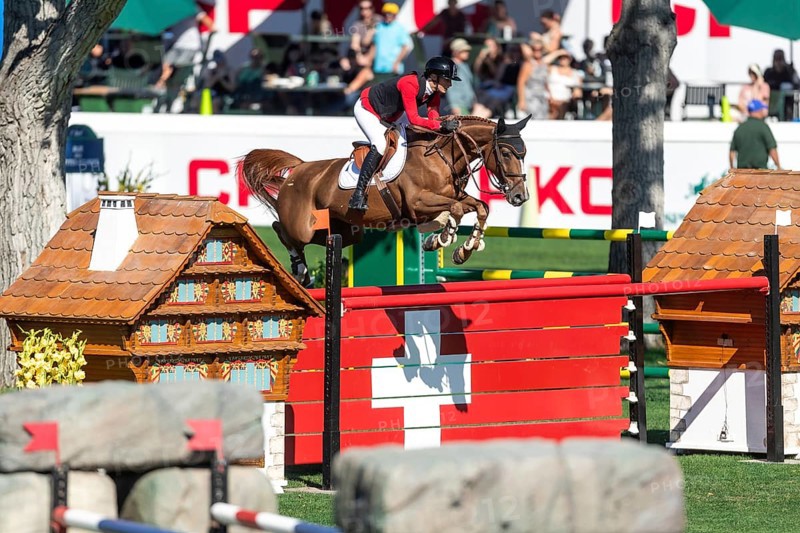Calgary, Canada, Sept., 7, 2024. Jana Wargers of Germany, riding Dorette Old compete in the BMO Nations Cup during the CSIO Spruce Meadows, Masters, presented by Rolex