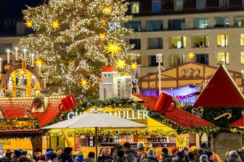 The Dresden Striezelmarkt is a Christmas market in Dresden. It has been held in Advent since 1434, usually on the Altmarkt square, and attracts an average of around two million visitors every year. It is the oldest certified Christmas market in Germany. Dresden, Saxony, Germany