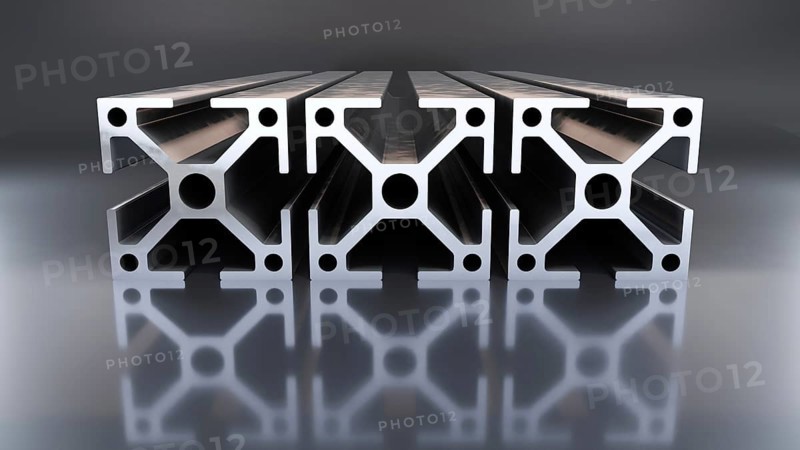 Some aluminum construction profile objects. 3D illustration