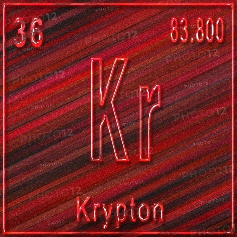 Krypton chemical element, Sign with atomic number and atomic weight, Periodic Table Element