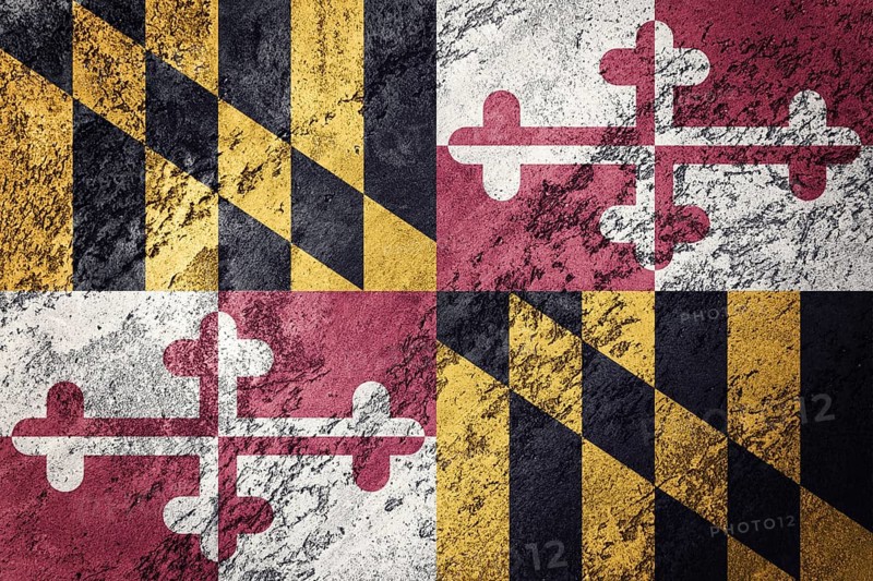 Grunge Maryland state flag. Maryland flag background grunge texture
