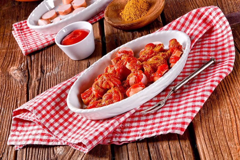 Sausage in curry sauce