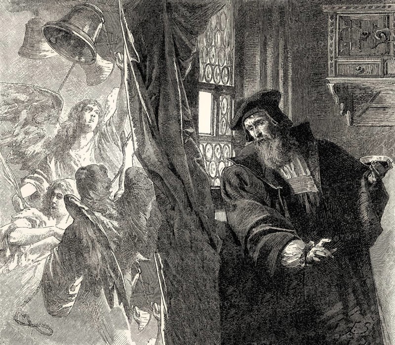 Faust, The ringing of bells, and choral voices, first part of the tragic play Faust by Johann Wolfgang von Goethe