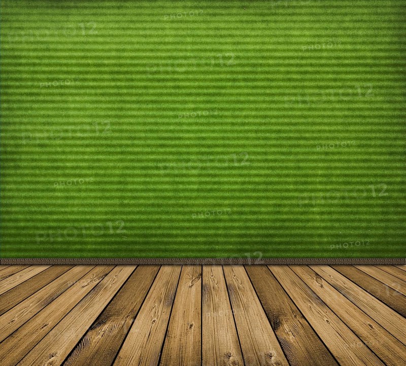 Vintage green interior with wooden floor