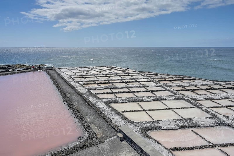 Sea salt extraction, Fuencaliente salt works, La Palma, Spain
