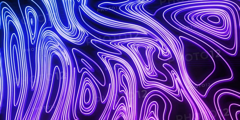 Neon Glow blue and purple lines on a dark background, Cyberpunk background
