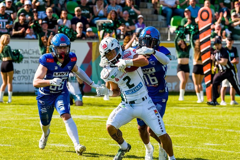 German Football League, Game: Schwäbisch Hall Unicorns, Allgäu Comets in the Optima Sportpark in Schwäbisch Hall Germany on 11. May. 2024