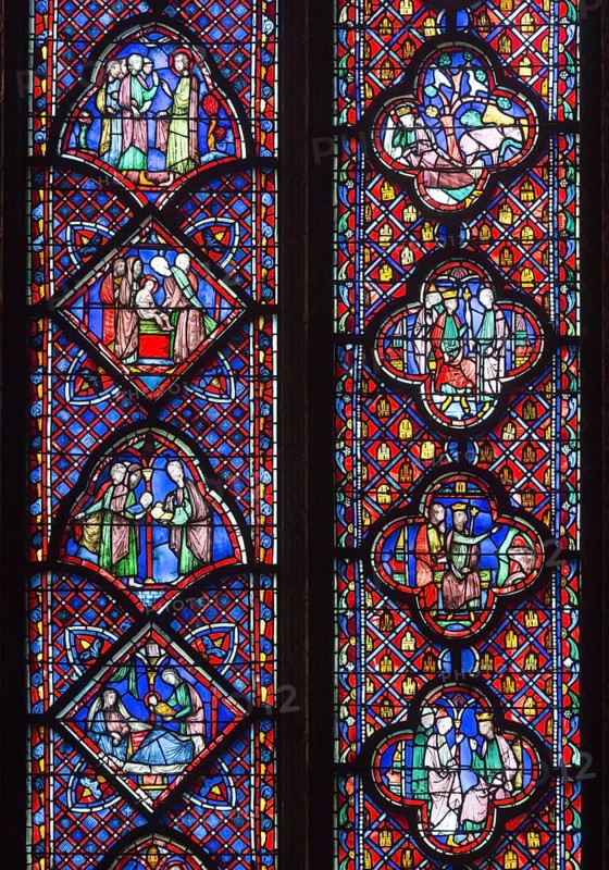 Stained glass window in the upper church, St, Saint, Saint