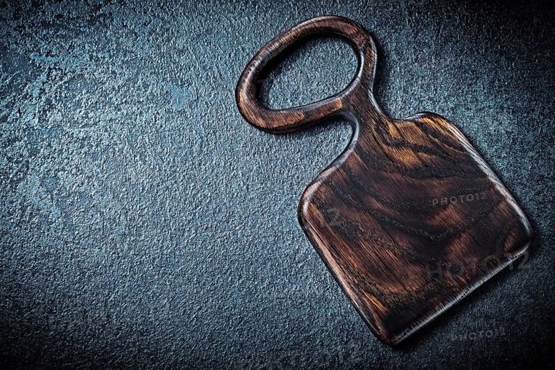 Oak wood vintage cutting board close up