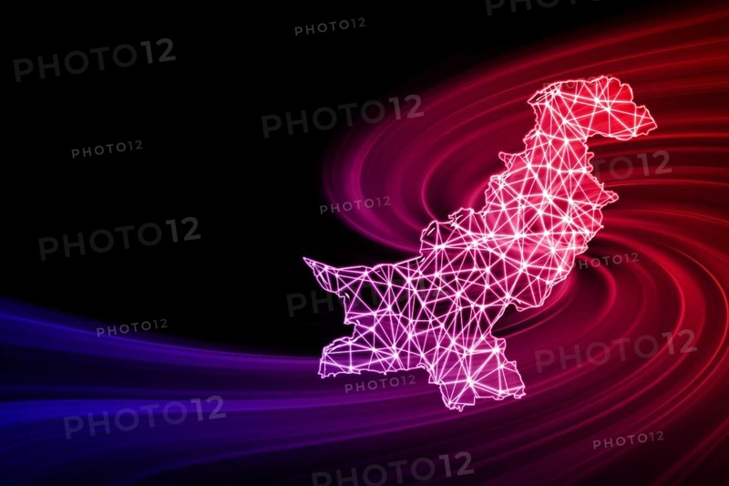 Map of Pakistan, Polygonal mesh line map, modern map