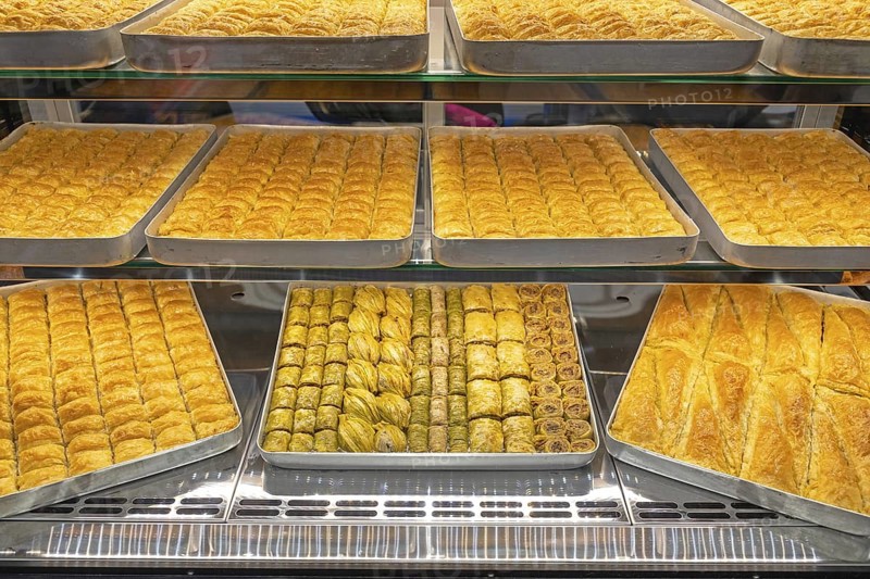 Traditional Dessert Baklava in Trays Turkish Cuisine, Serbia