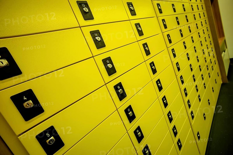 A self-service zone in an Austrian post office. PO boxes and parcel machines Austria