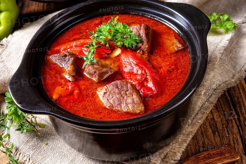 A real Hungarian goulash with beef and paprika