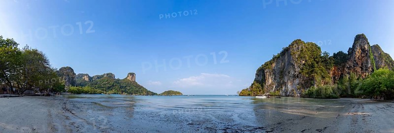 A panorama picture of Railay Beach East, Ao Nang, when the tide is low