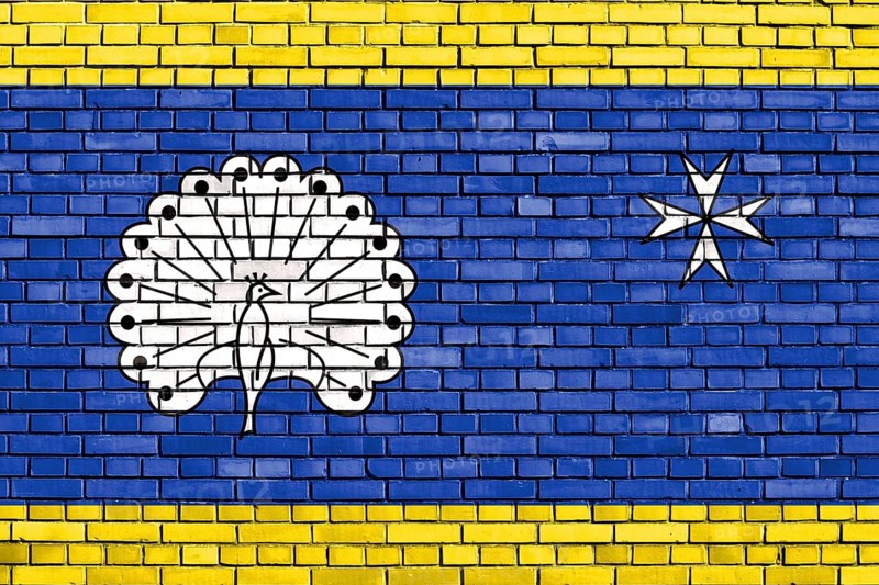 Flag of Ermelo painted on brick wall