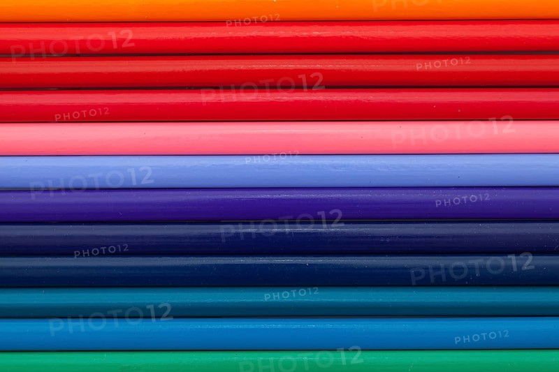 Detail of rainbow colorful Pencil on the table