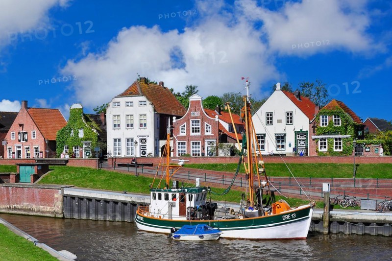 The harbour of Greetsiel in East Frisia, East Frisia, Lower Saxony, Federal Republic of Germany