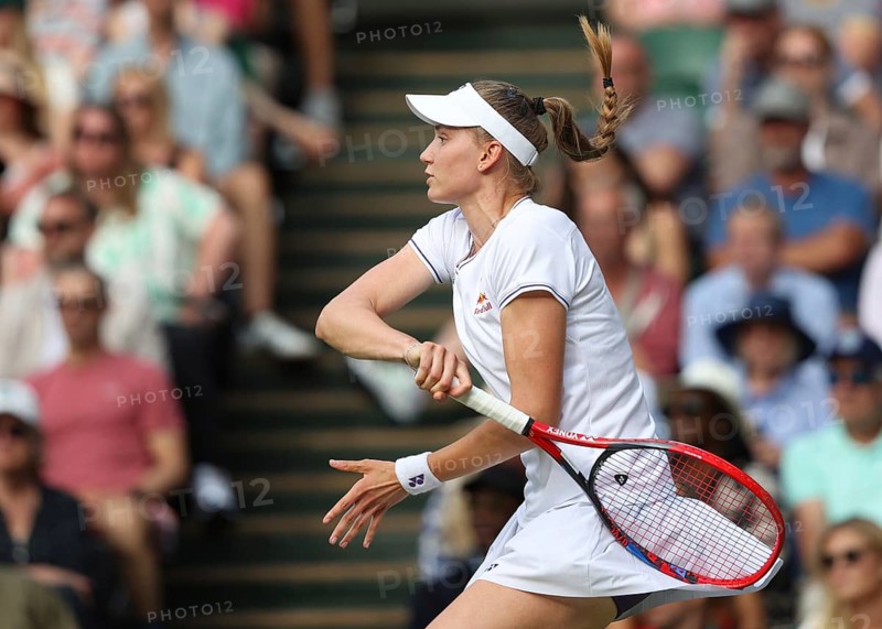 Kazakh tennis player Elena Rybakina in action at the 2024 Wimbledon Championships, London, England, United Kingdom