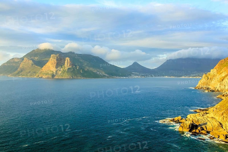 Lookout Point at sunset in Hout Bay from the famous and scenic Chapman's Peak Drive, Cape Town, South Africa, one of the most beautiful streets in the world