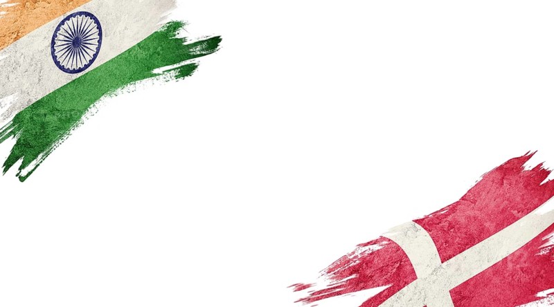 Flags of India and Denmark on White Background