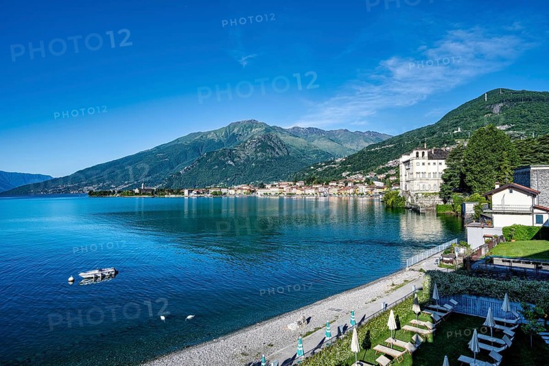 A view of Lake Como from Gravedona from a hotel on the beach