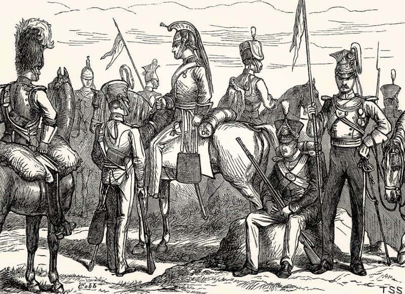 British military uniforms, 19th century, From British Battles on Land and Sea, by James Grant