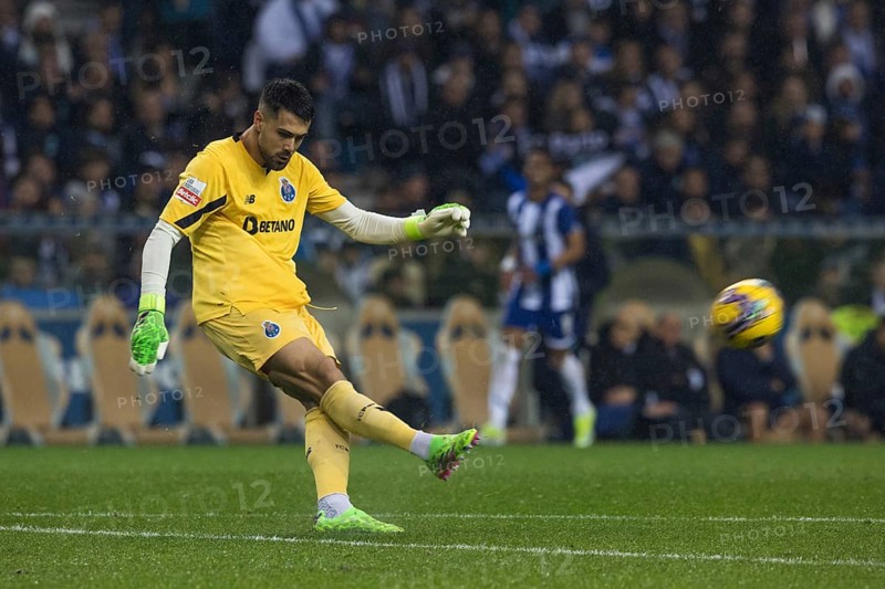 Football match, Diogo COSTA FC Porto at the kick-off, Estadio do Dragao football stadium, Porto, Portugal