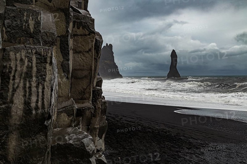 At Reynisfjara Beach in southern Iceland
