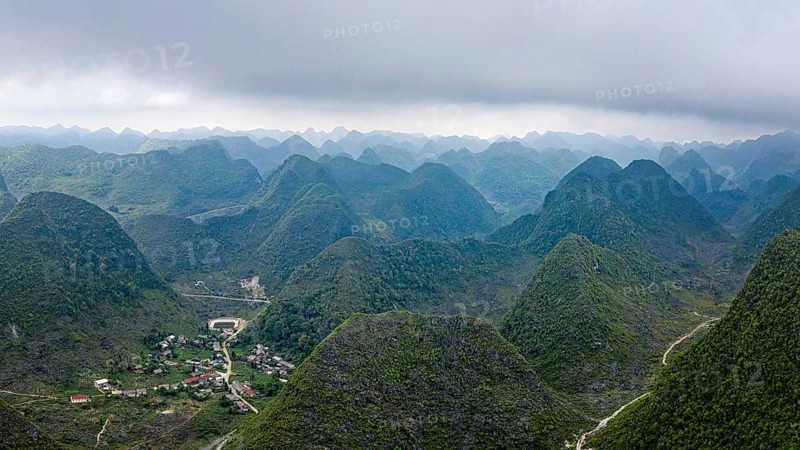 Typical Vietnamese landscape in spring with green vegetation
