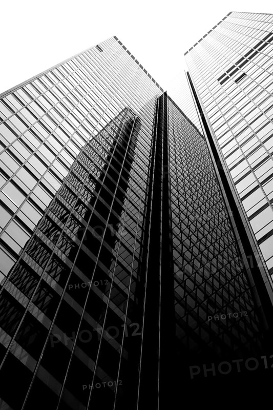 The view from below of the modern Kastor tower block on Friedrich-Ebert-Anlage in the Gallus district of Frankfurt am Main