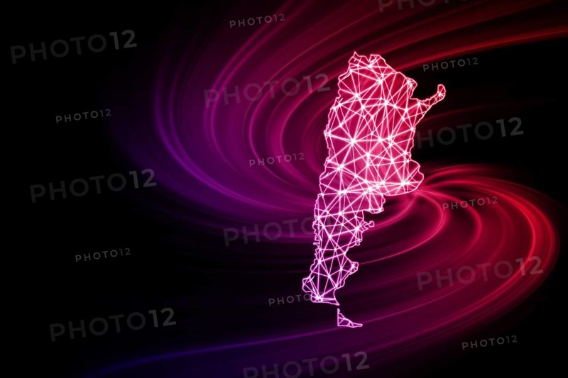 Map of Argentina, Polygonal mesh line map, modern map